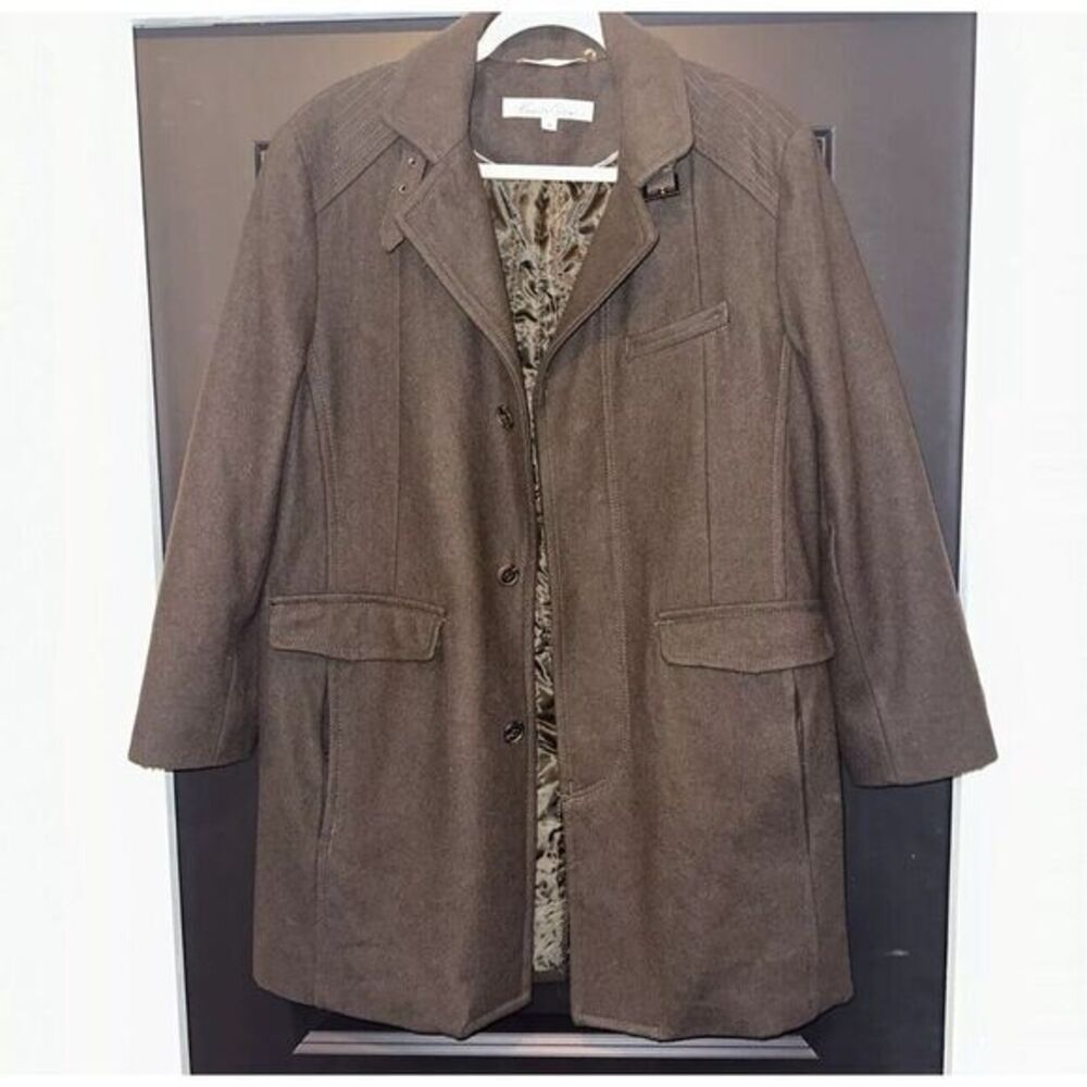 Kenneth Cole New York Men's Wool‎ Olive Green Coat Size M Quilted Liner
